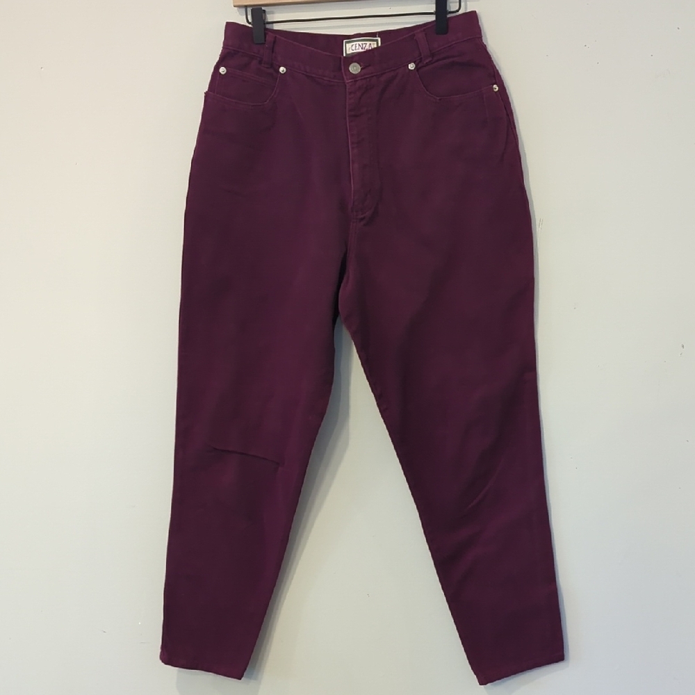 Vintage High-Waisted Pants Purple size 14 100% Cotton